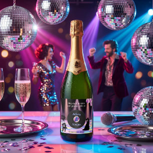 Customizable Retro Disco Wedding Sparkling Wine Label