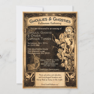 Customizable Retro Ghoulies Halloween Invitation