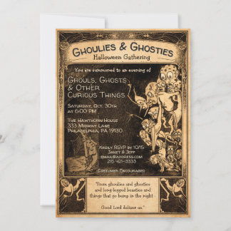 Customizable Retro Ghoulies Halloween Invitation