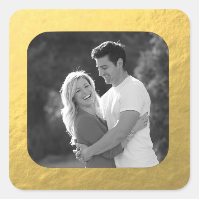 Customizable Retro Glamorous Gold Photo Stickers (Front)