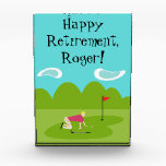 Customizable Retro Golfer Award<br><div class="desc">This Customizable Retro Golfer Award is more fun than a day on the greens. The 1960's style, minimalist art design is anything but par for the course. It features a lone golfer on a lush, green fairway. The mid century modern golfer is making a real fashion statement in his stylish,...</div>