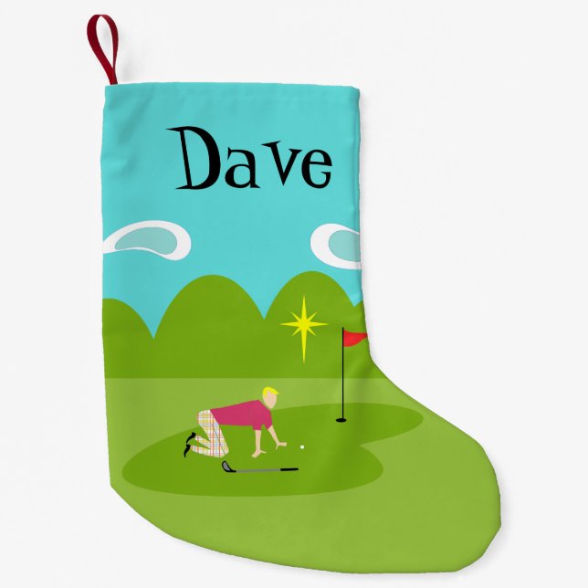 Customizable Retro Golfer Christmas Stocking (Front)