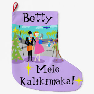 Customizable Retro Hawaiian Christmas Stocking