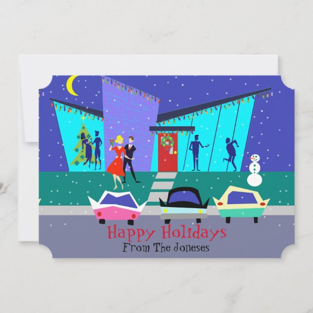 Customizable Retro Holiday Cartoon Photo Cards (Front)