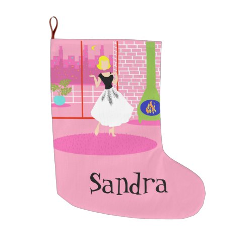 Customizable Retro In the Pink Christmas Stocking