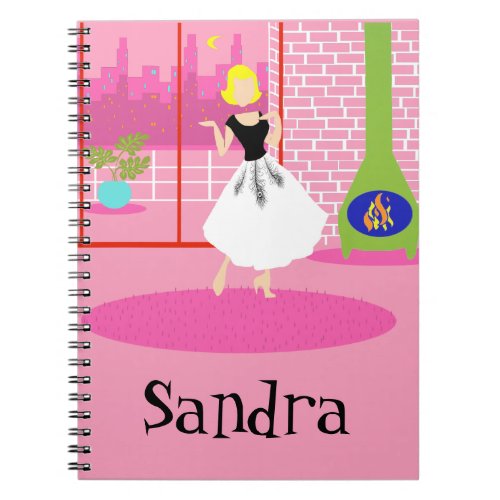 Customizable Retro In the Pink Spiral Notebook