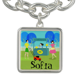 Customizable Retro Lemonade Stand Charm Bracelet