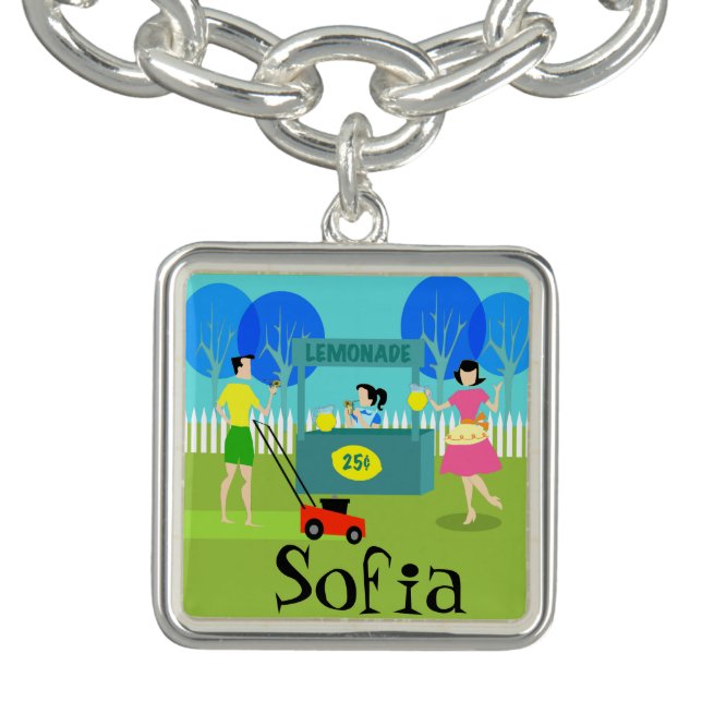 Customizable Retro Lemonade Stand Charm Bracelet (Design)
