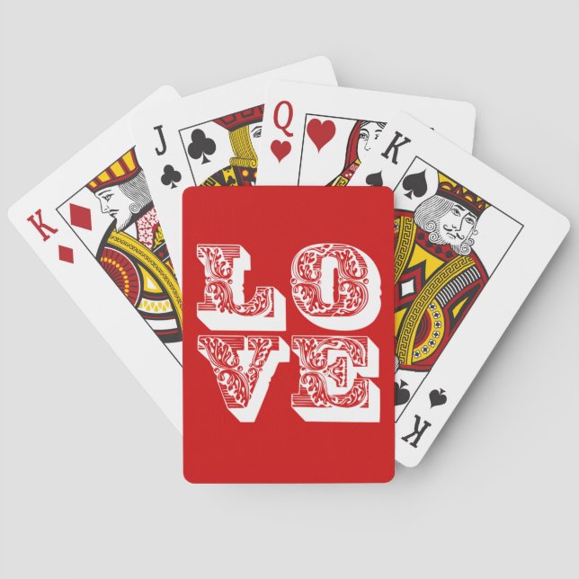 Customizable Retro LOVE Square Poker Cards (Back)