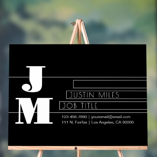 Customizable Retro-modern Black & White Monogram Acrylic Sign