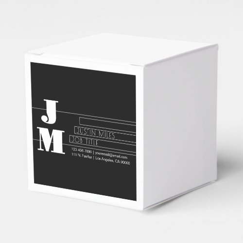 Customizable Retro-modern Black & White Monogram Favor Boxes