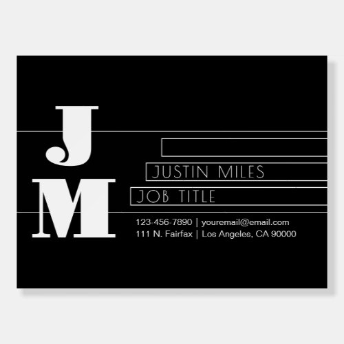 Customizable Retro-modern Black & White Monogram Foam Board
