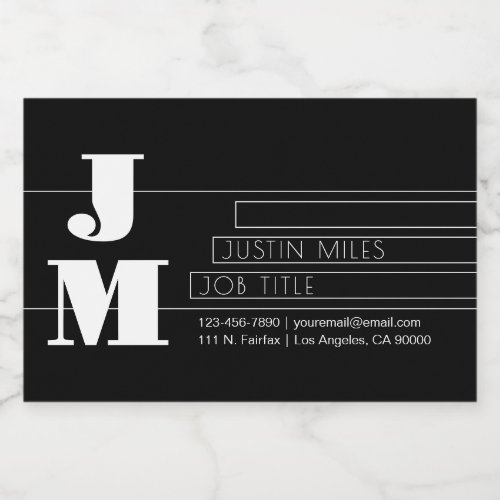 Customizable Retro-modern Black & White Monogram Food Label