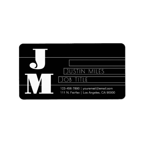 Customizable Retro-modern Black & White Monogram Label