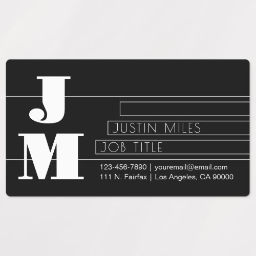 Customizable Retro-modern Black & White Monogram Labels
