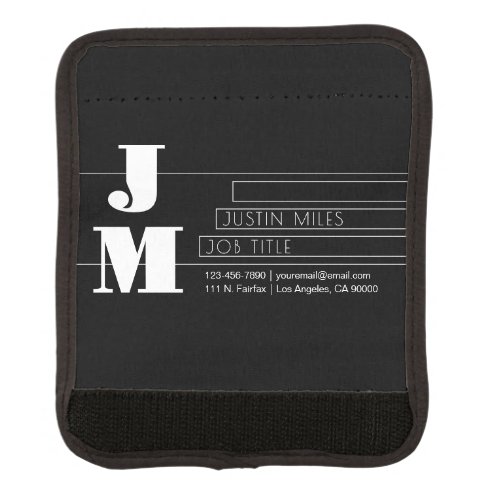 Customizable Retro-modern Black & White Monogram Luggage Handle Wrap