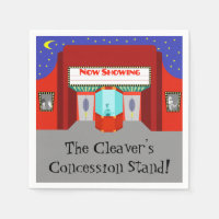 Customizable Retro Movie Theater Paper Napkins