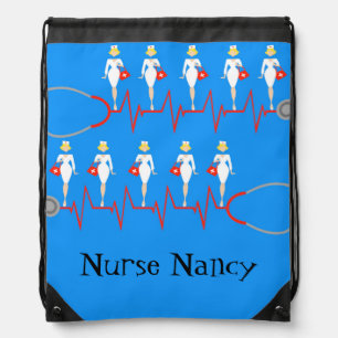 Customizable Retro Nurse Drawstring Backpack