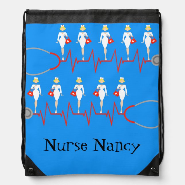Customizable Retro Nurse Drawstring Backpack (Front)