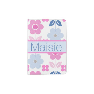 Customizable Retro Pink Flowers Passport Holder