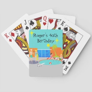 Customizable Retro Pool Party Playing Cards