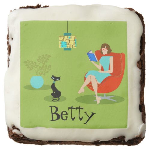 Customizable Retro Reading Woman Brownies