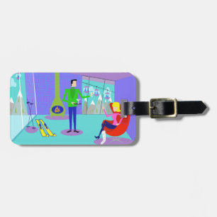 Customizable Retro Ski Vacation Luggage Tag