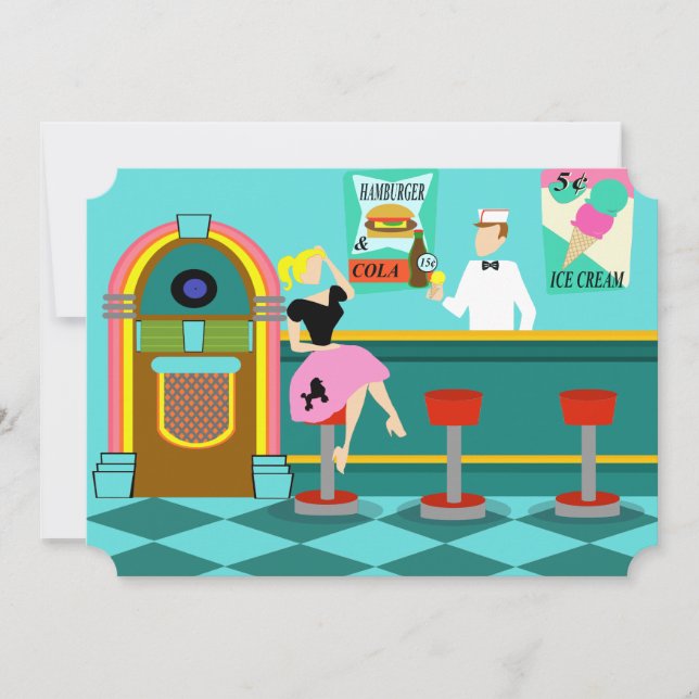 Customizable Retro Soda Fountain Invitations (Front)