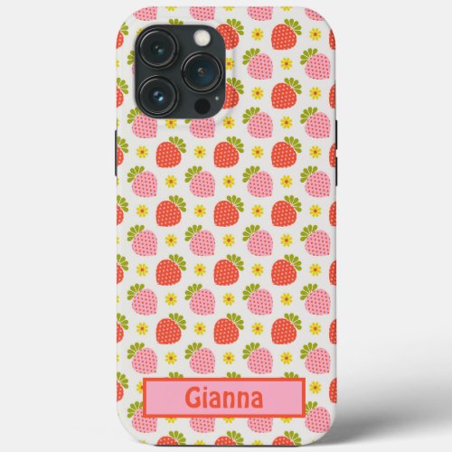 Customizable Retro Strawberry and Daisy  iPhone 13 Pro Max Case