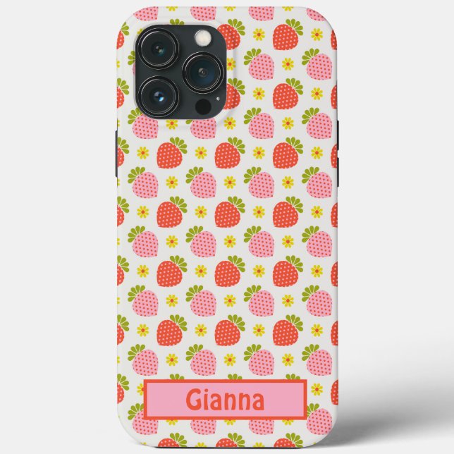 Customizable Retro Strawberry and Daisy  Case-Mate iPhone Case (Back)