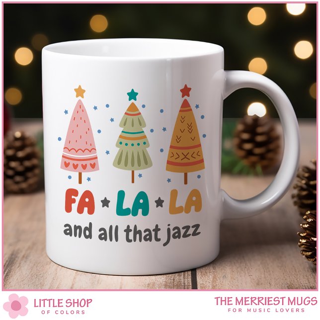 Customizable Retro-Style Christmas Trees Fa La La Coffee Mug (Creator Uploaded)