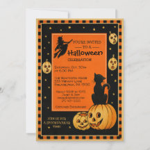 Customizable Retro Style Halloween Invitation