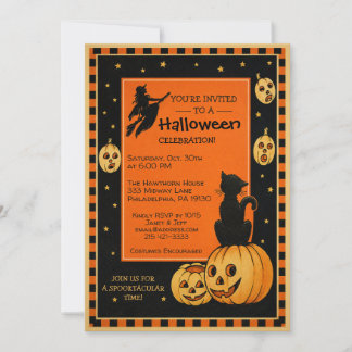 Customizable Retro Style Halloween Invitation