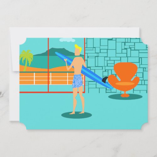 Customizable Retro Surfer Dude Invitation