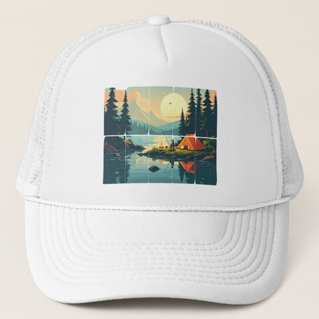 Customizable Retro Touch Grass Outdoors Typography Trucker Hat (Front)