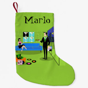 Customizable Retro Urban Couple Christmas Stocking