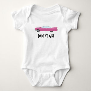Customizable Retro Vintage Pink Caddie Trendy Baby Bodysuit