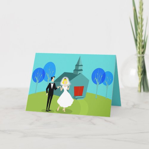 Customizable Retro Wedding Couple Greeting Card