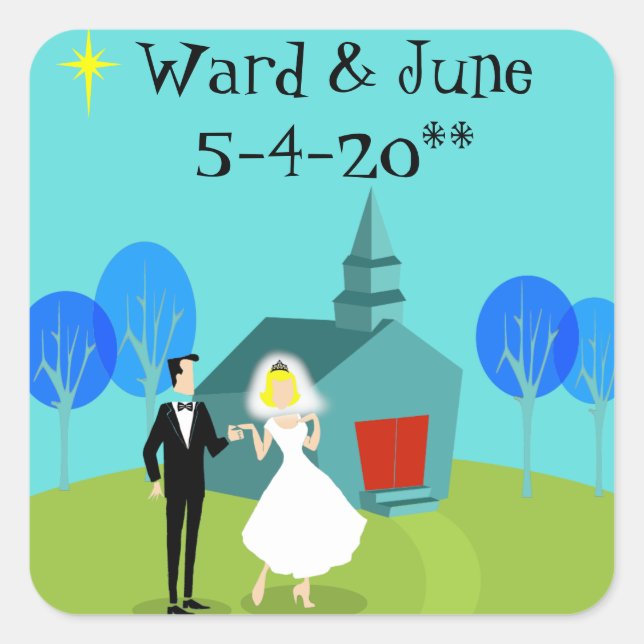 Customizable Retro Wedding Couple Stickers (Front)