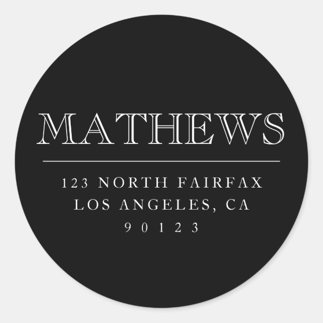 Customizable Return Address Classic Round Sticker (Front)