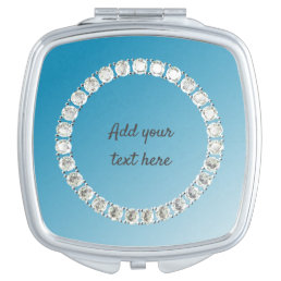 Customizable rhinestones on blue compact mirror