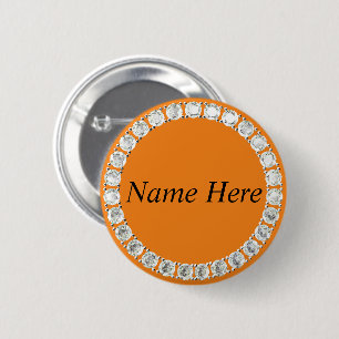 Customizable rhinestones orange button