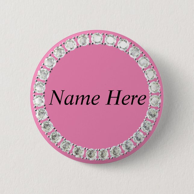 Customizable rhinestones pink button (Front)