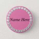 Customizable Rhinestones Pink Button at Zazzle