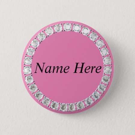 Customizable Rhinestones Pink Button