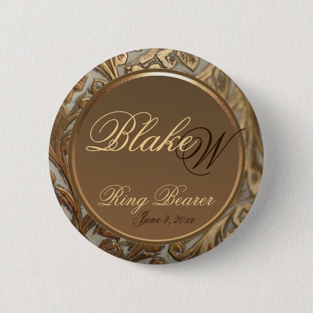 Customizable Ring Bearer Elegant Keepsake Button (Front)