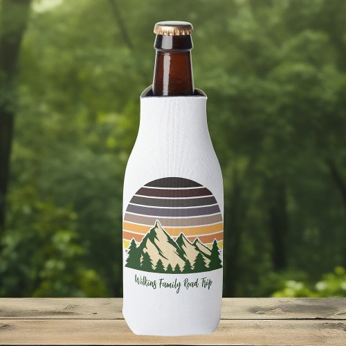 Customizable Road Trip Green Forest Nature Bottle Cooler