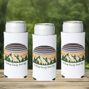Customizable Road Trip Green Forest Nature Seltzer Can Cooler