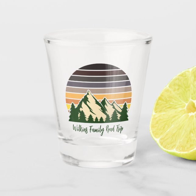 Customizable Road Trip Green Forest Nature Shot Glass (Front)