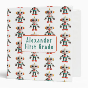 Customizable Robot Kids 3 Ring Binder